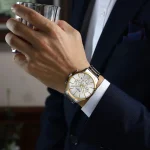 Curren 8435 Chronograph Men's Watch- Silver Golden/White - Image 2