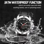 Naviforce 9253 Dual Time Leather Belt Men's Watch- Black/Silver - Image 5