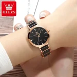 Olevs 5877 Ceramics Chain Ladies Watch- Black - Image 2