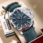 Poedagar 895 Leather Belt Men's Watch- Blue