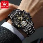 Olevs 9910 Automatic Mechanical Men's Watch- Black - Image 2