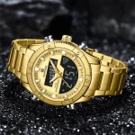 Naviforce 9259 Dual Time Stainless Steel Men's Watch- Golden - Image 4