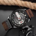 Curren 8301 Leather Belt Men's Watch- Coffee - Image 3