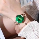 Poedagar 005 Diamond Cut Glass Ladies Watch- Rose Gold/Green - Image 2