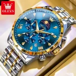 Olevs 3653 Chronograph Men's Watch- Silver/Golden
