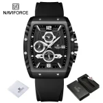 Naviforce 8025 Chronograph Rubber Belt Men's Watch- Black