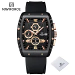 Naviforce 8025 Chronograph Rubber Belt Men's Watch- Black/Rose Gold - Image 6