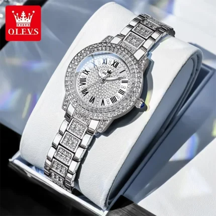Olevs 9943 Stainless Steel Ladies Watch- Silver