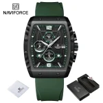 Naviforce 8025 Chronograph Rubber Belt Men's Watch- Green - Image 8
