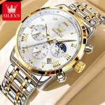Olevs 5529 Chronograph Men's Watch- Silver Golden/White