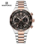 Naviforce 8049 Chronograph Men's Watch- Silver/Rose Gold - Image 4