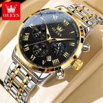 Olevs 5529 Chronograph Men's Watch- Silver Golden/Black
