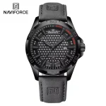 Naviforce 8023 Leather Belt Men's Watch- Gray