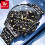 Olevs 3653 Chronograph Men's Watch- Black